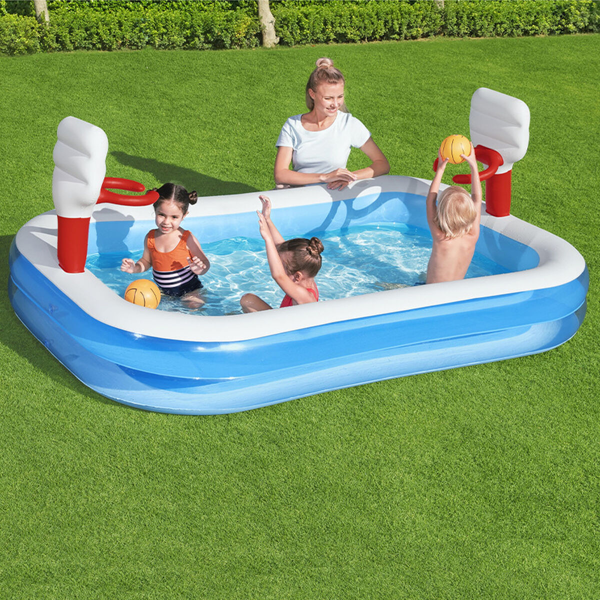 Bestway Inflatable Paddling Pool For Children Bestway 636 L 254 X 168 X 102 Cm Basketball