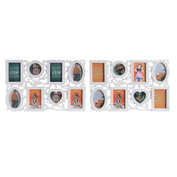 Photo frame DKD Home Decor 8 photos Crystal White PP (58 x 2 x 37,5 cm) (2 Units)