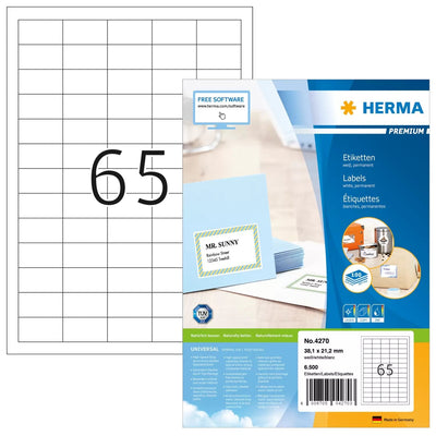 Herma Labels 38,1X21,2 100 Sheets Din A4 6500 Pcs. 4270 Labels — image 1