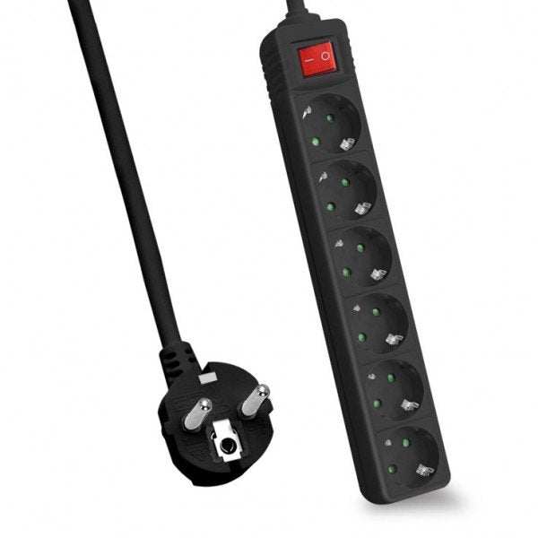 Helos Power Strip Classic, 6 Sockets Black 3,0M, With Switch