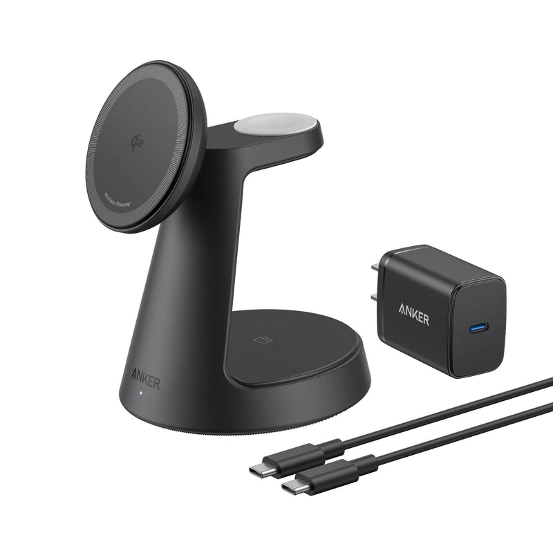 Anker Maggo 3-IN-1 Charging Station Cablelose Ladestation Black QI2 15W Incl. Zertifiziertes Modul Fr Apple Wa