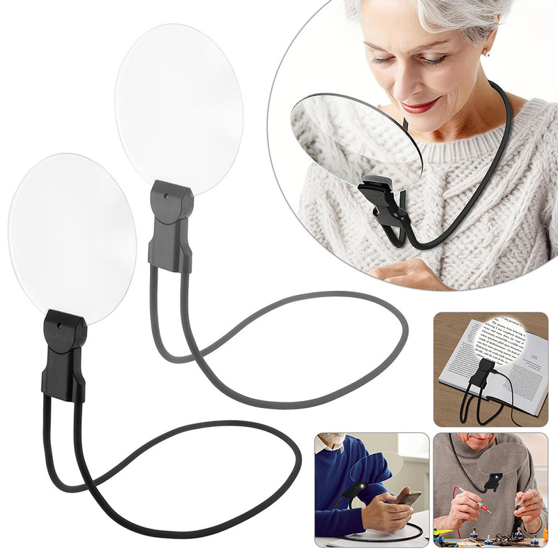 5X Magnifying Glass With A 4.33-inch Lens 5x Magnifier Hands-Free Adjustable Stand-Neckwear Magnifier For Seniors, Low Vision, Reading, Sewing