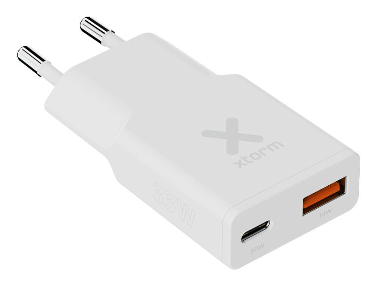 Xtorm Charger USB Travel/Wall 33W GO2 Slimline Type-c/USB White Output USB-C Pd/ 33W Output USB-A Quick Charge
