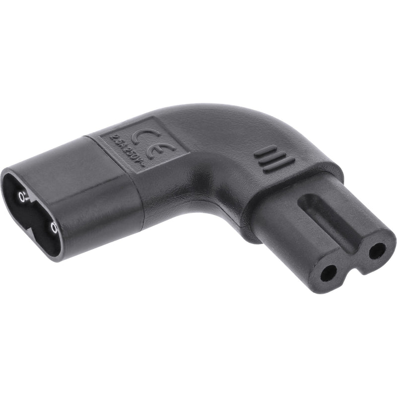 Inline Adapter Power IEC 60320 C8 / C7, Ángulo Izquierdo/Derecho 2 Pines