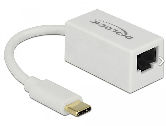 Delock Adapter Superspeed USB (USB 3.1 Gen 1) With USB Type-c™ Male Gigabit LAN 10/100/1000Mbps RJ45 White