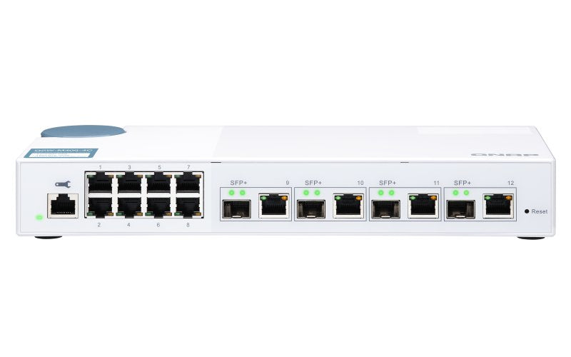 QNAP Switch Gestionable QSW-M408-4C 12 Ports (4*PUERTOS Combinados Sfp+/RJ45 Gigabit + 8*RJ45) Console RJ45 Wi