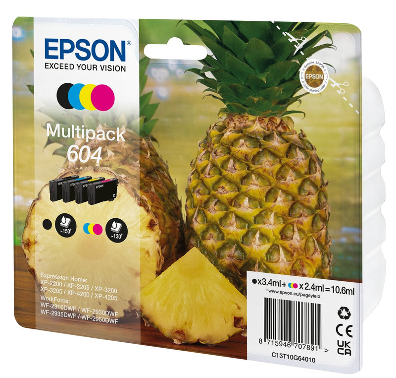 Epson Genuine Ink 604 Multipack Black Cyan Magenta Yellow C13T10G64020