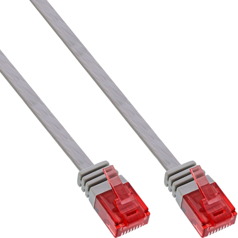 Inline Flat Ultraslim Network Cable U/UTP CAT.6 Gigabit Ready Grey 0,5M