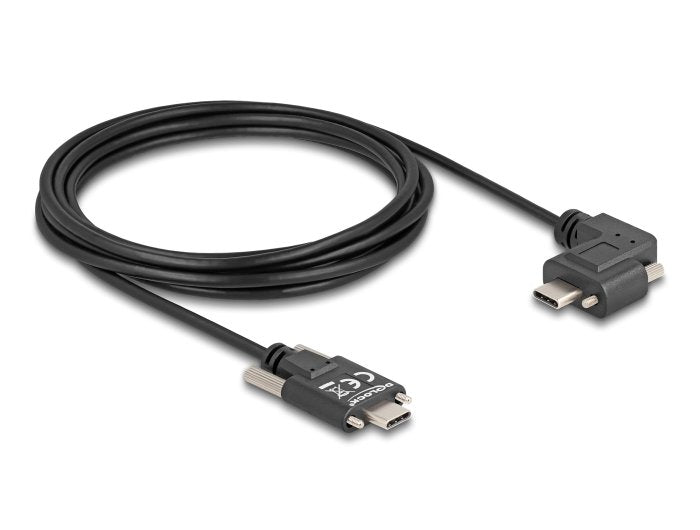 Delock 80958 USB Cable 2.0 USB Type-c™ Male With Screws a USB Type-c™ Male With Screws Acodado a Izquierda / D