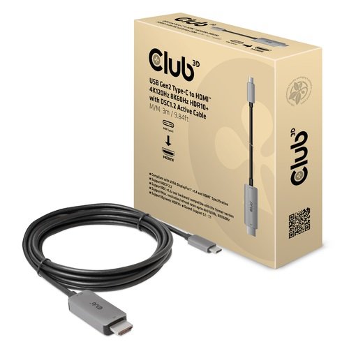 CLUB3D USB Cable 3.2 Typ C HDMI 2.1 HDR10 4K120HZ 3M Akt Retail