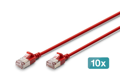 Digitus Network Cable CAT.6A F/FTP Slim 3M Red 10 Units — image 1