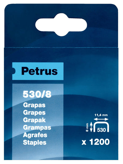 Petrus Staples 530/8 Cobreadas Clavadora - Box Of 1200 Staples - Patilla 8MM — image 1