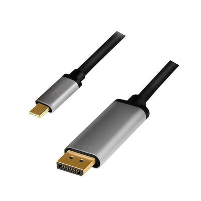 Logilink Cable Adapter 1,80M, USB Type-c Male a DP Male UHD 4K/120 HZ (3840 X 2160) Alu, Black/Grey, — image 1
