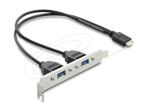 USB Typ- And Key B Plug Zu 2 X USB 5Gbps Typ-a Buchse With Slotblech Anschlusscable 35,5CM — image 1