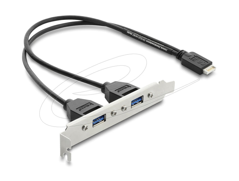 USB Typ- And Key B Plug Zu 2 X USB 5Gbps Typ-a Buchse With Slotblech Anschlusscable 35,5CM