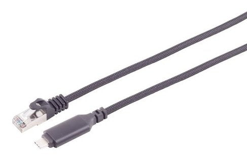 S-impuls USB-C LAN Cable Adapter 1G, RJ45, Alu, Black 1M