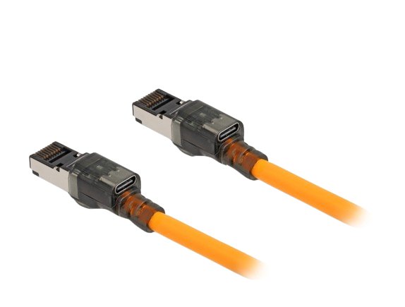 Delock 80410 Network Cable RJ45 Con Función Buscador Port USB Tipo-c™ Auto Tracing CAT.6A S/FTP 3M Naranja