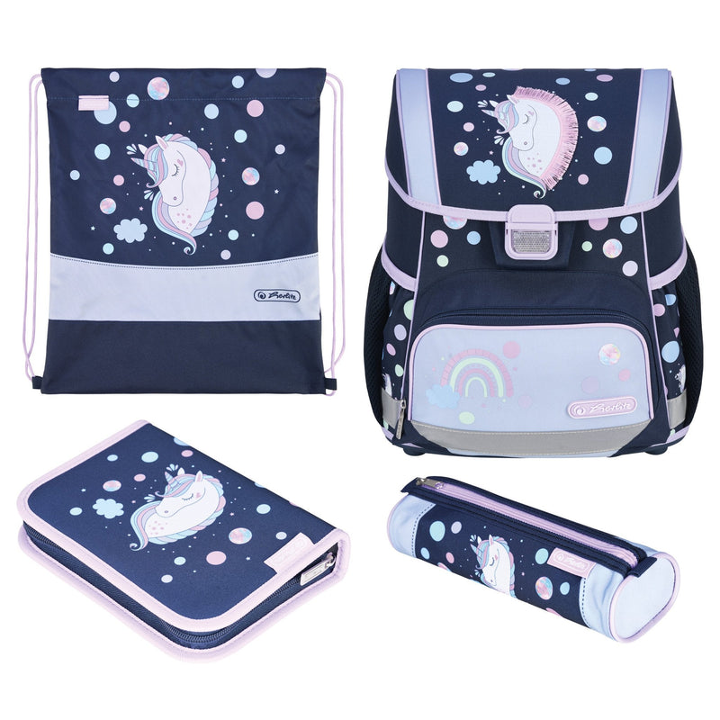 Herlitz Loop Plus Unicorn Dreams Set Of Backpack School Chica Poliéster Blue Oscuro, Pink