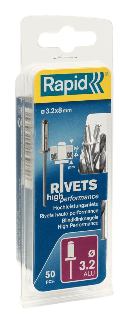 Rapid Blister 50 Remaches Ø3.2X8MM. Alu + Drill Bit 5000383