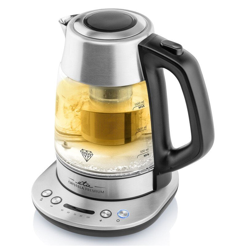 Eta Kettle 915390000 Crystela Premium, Con Controller Eléctrico, Power 2200W, Capacity 1,5 L, Glass Acero Ino