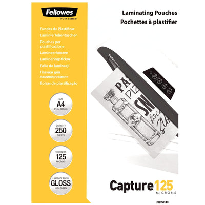 Fellowes Laminierfolie Capture A4 125MIKRON Glänzend 250P — image 1