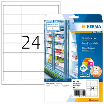 Herma Deep Freeze Labels 66X33,8 25 Sheets Din A4 600 Pcs. 4389 Labels — image 1