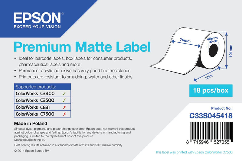 Epson Premium, 76MM X 35M, 163G/M²