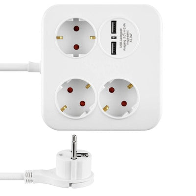 Rev Powerquad 3-FOLD Power Strip + 2x USB White — image 1
