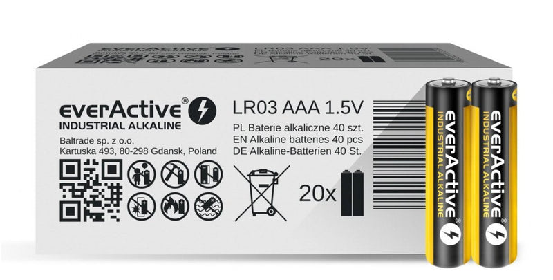 Everactive Batteries Alcalinas Industrial Alkaline LR03 Aaa - Box Of Cartón - 40 Pieces