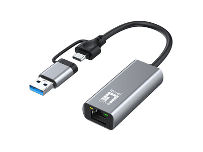 Adapter Levelone USB-C + USB-A - RJ45 10 100 1000 2500 Gr — image 1
