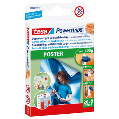 Tesa Tape Adhesiva Powerstrips, Paquete 20, Objetos Up To 200 Gramos Weight — image 1