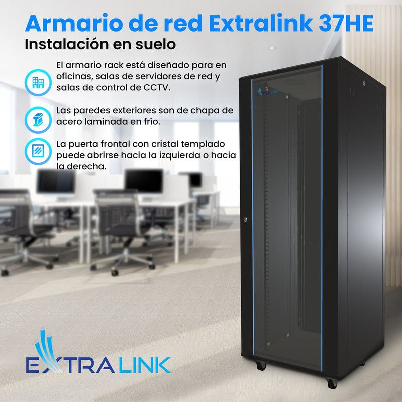 Extralink 37U Cabinet 600X1000 Standing Rackmount Cabinet Black