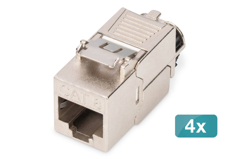 Digitus Módulo Keystone CAT.8.1, Apantallado, 4 Pieces Silver Connection Assembly Without Tools DN-93816-4
