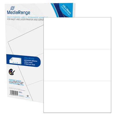Mediarange Labels 210X99MM 150 St. Stark Haftend White