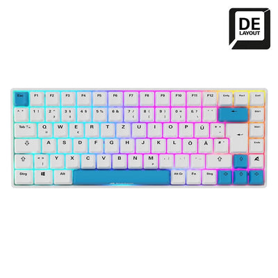 Sharkoon Keyboard German Skiller SGK50 S3 Pbt, Gaming White/Blue Claro, Disposición de, Gateron G Pro 3.0 Yell — image 1