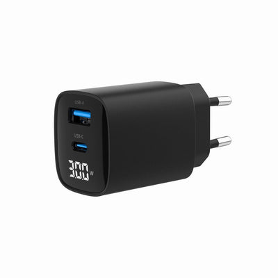 Gembird Fast Charger USB 2 Ports And 30W USB Type-c + USB-A LCD Black — image 1