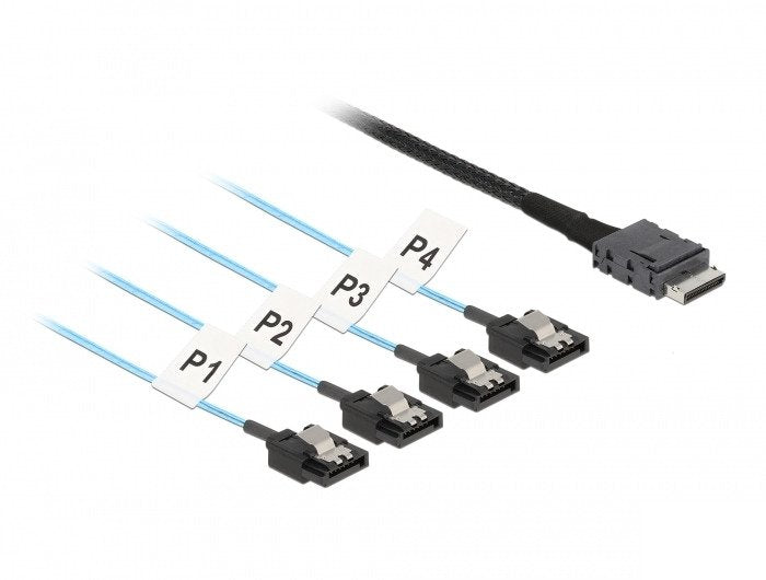 Delock Cable Oculink SFF-8611 4 X SATA 7 Pin 1M Metall
