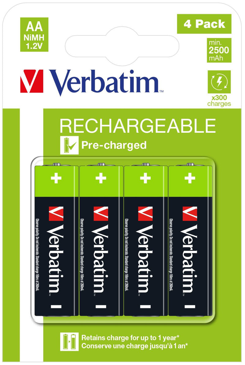 Verbatim Batteries Recargables Nimh HR06 Aa 2500MAH (4 Pcs) 49517
