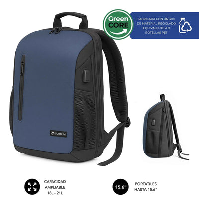 Subblim Backpack Xpand Air Padding Backpack Laptops Up To 15.6' Port USB Blue — image 1