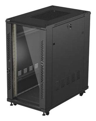 Lanberg Cabinet Rack 19 22U 600X1000 Flat Pack Door Glass Black