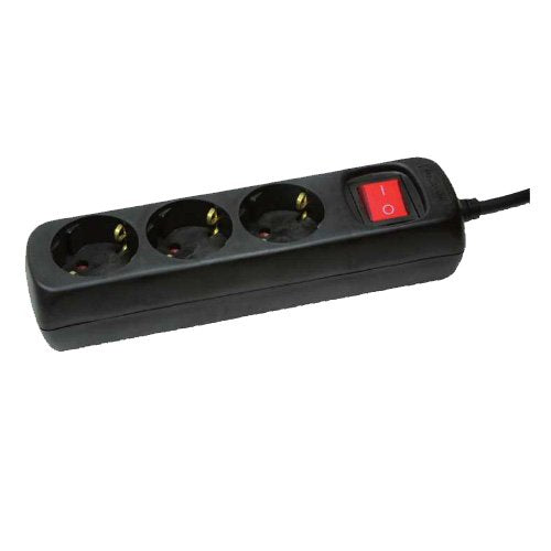 Logilink LPS206B, Power Strip Plugs Triple 1.4M Black With Switch