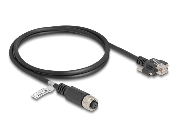 Delock M12 Cable A-kodiert 8 Pin Female a RJ45 Male CAT.5E FTP 1M Black