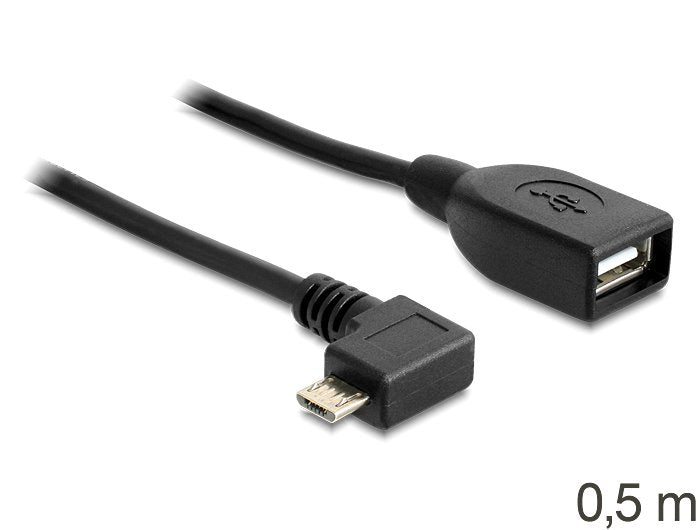 Delock USB Cable Micro-b Male USB 2.0-A Female Otg 50CM Angular