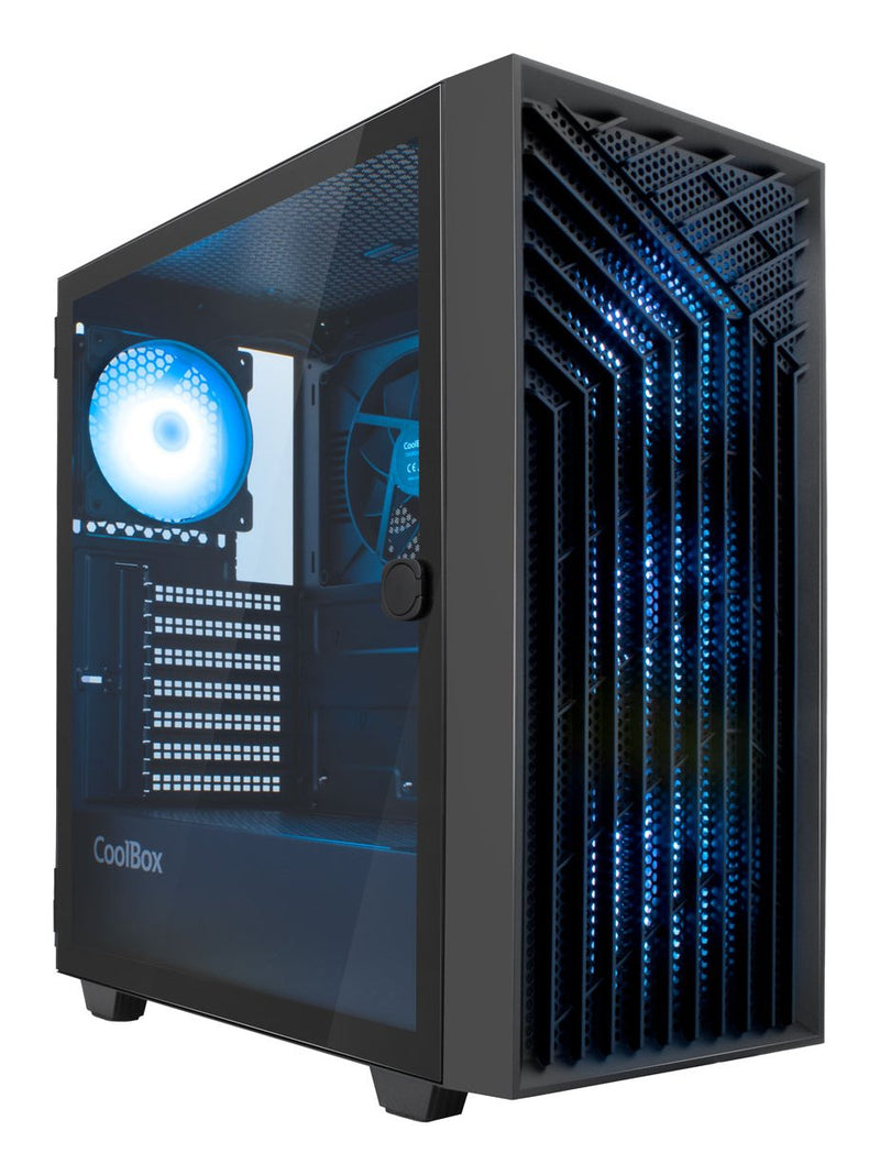 Coolbox PC Case Gaming ATX GA300 Gridline ARGB Black USB-C 5 Vent.