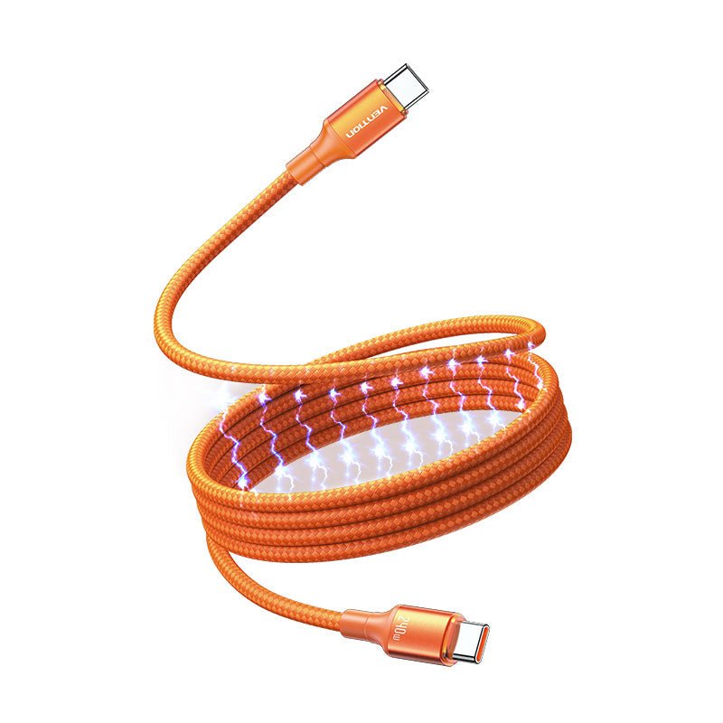 Vention Cable Magnetic USB 2.0 Type-c 5A Tsaof USB Type-c Male USB Type-c Male Up To 240W 480Mbps 1M Orange