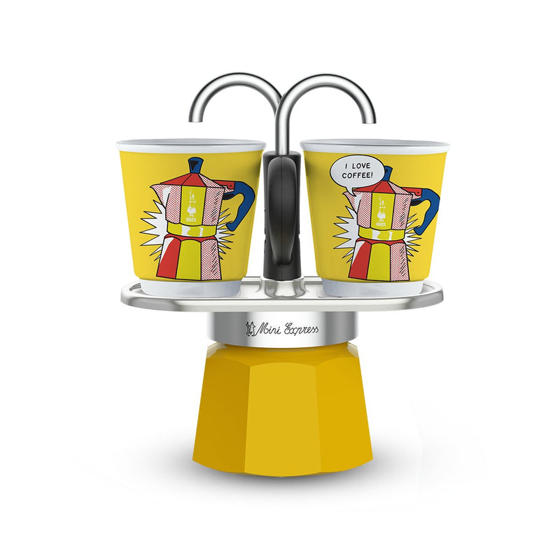 Bialetti Coffee Machine Mini Express Lichtenstein Italiana Silver Yellow