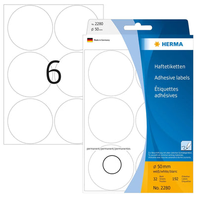 Herma Labels Multiusos Paper Round White 50MM 192 Pieces — image 1