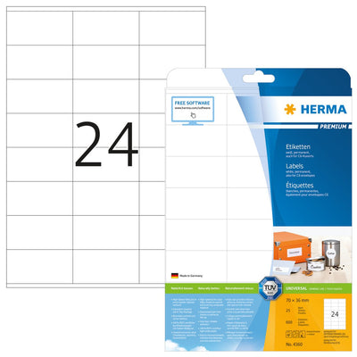 Herma Labels 70X36 25 Sheets Din A4 600 Pcs. 4360 Labels — image 1