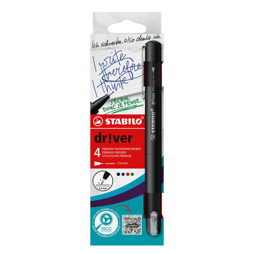 Stabilo Dr!ver Pack 4 Markers Punta Fina 0.4MM - Ink a Prueba Manchas, Inodora And With Base Water - — image 1