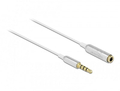Delock 66072 Cable Extensión Audio Jack Stereo 3,5MM 4 Pines Male a Female Ultra Slim 0,5M White — image 1
